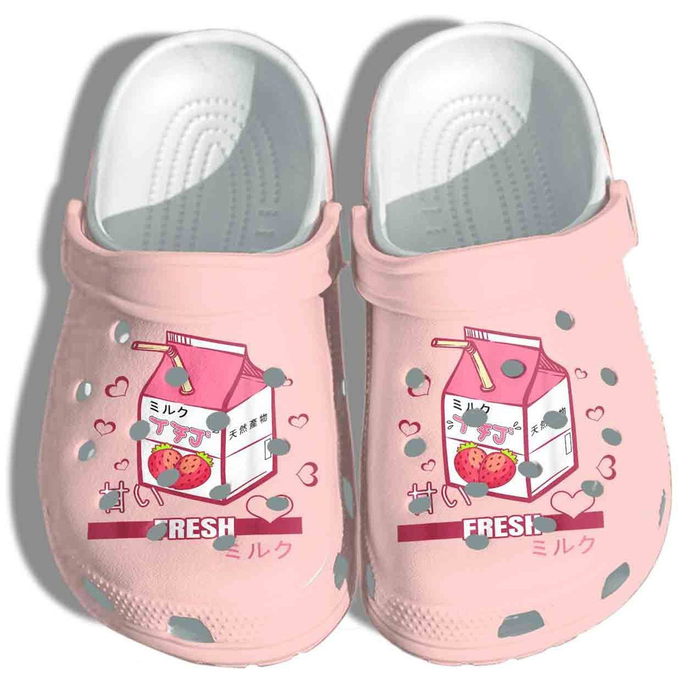 Japanese Fresh Juice Strawberry Gift For Lover Rubber clog Crocs Shoes