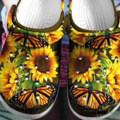 Butterflies Hippie Sunflowers Gift Hippie Girl Rubber clog Crocs Shoes