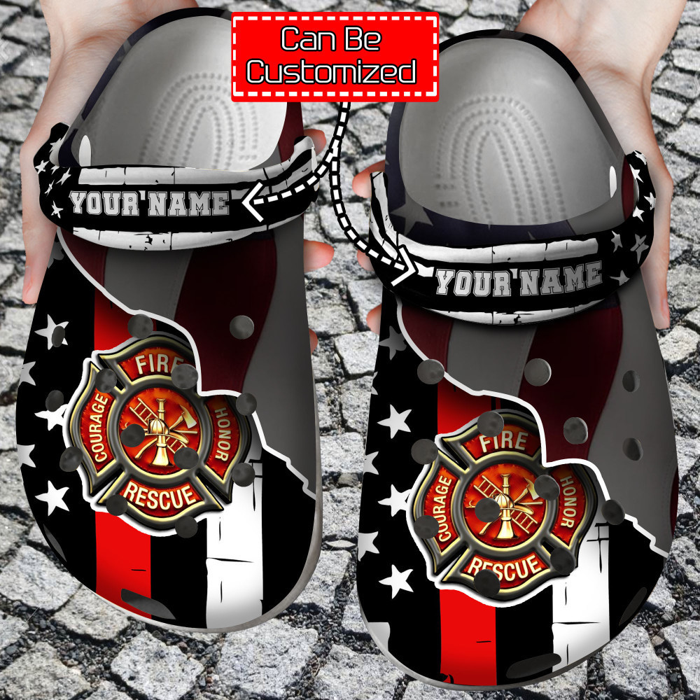 Firefighter - Thin Red Line Clog Crocs Shoes For Men And Women