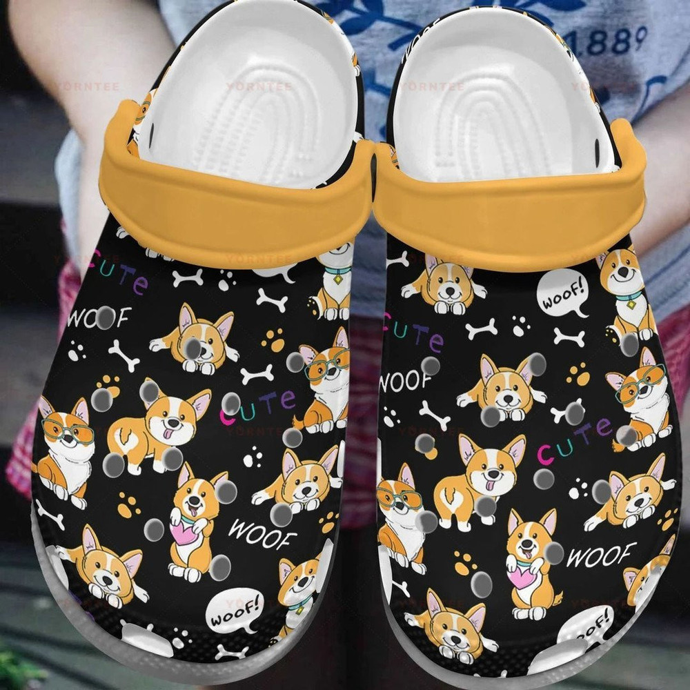 Cute Corgi 2 Gift For Lover Rubber clog Crocs Shoes