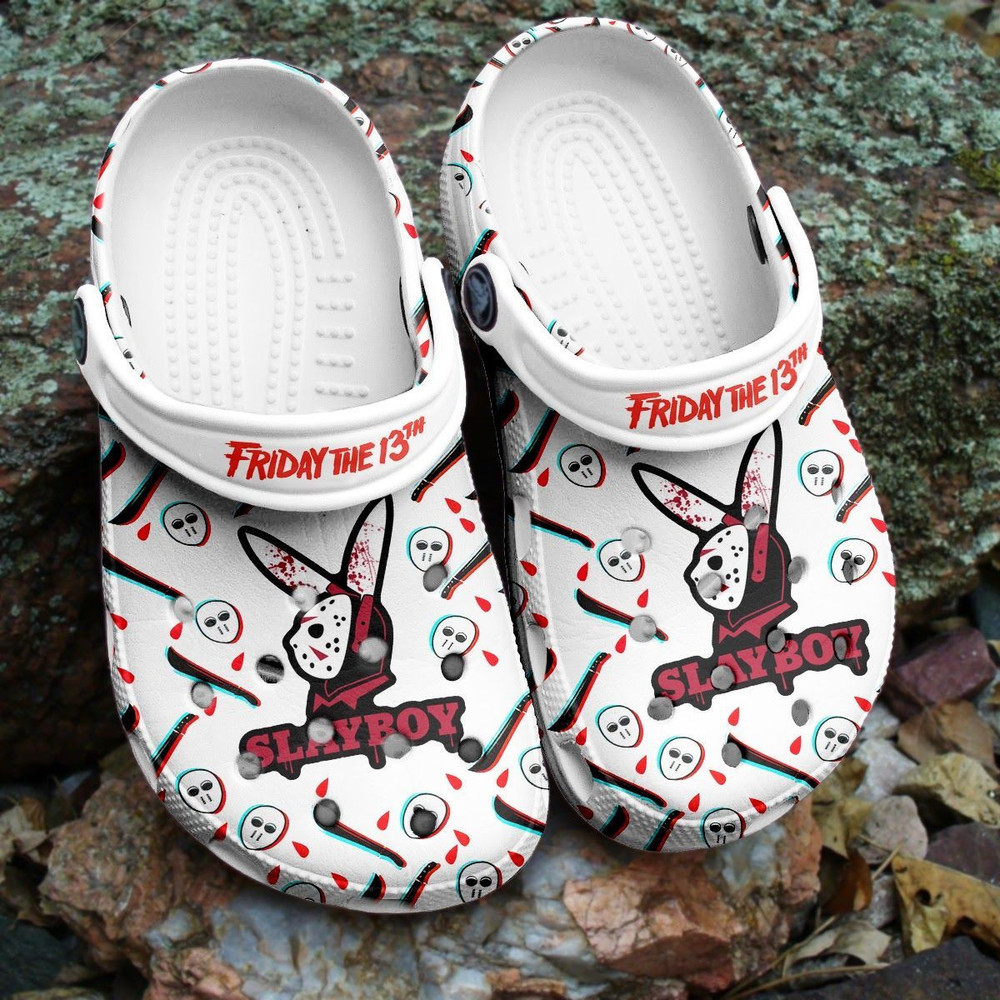 Halloween Slayboy Playboy Rabbit 13Th Friday A124 Gift For Lover Rubber clog Crocs Shoes