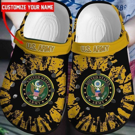 Custom Name Us Army Paint Flakes clog Crocs Shoes