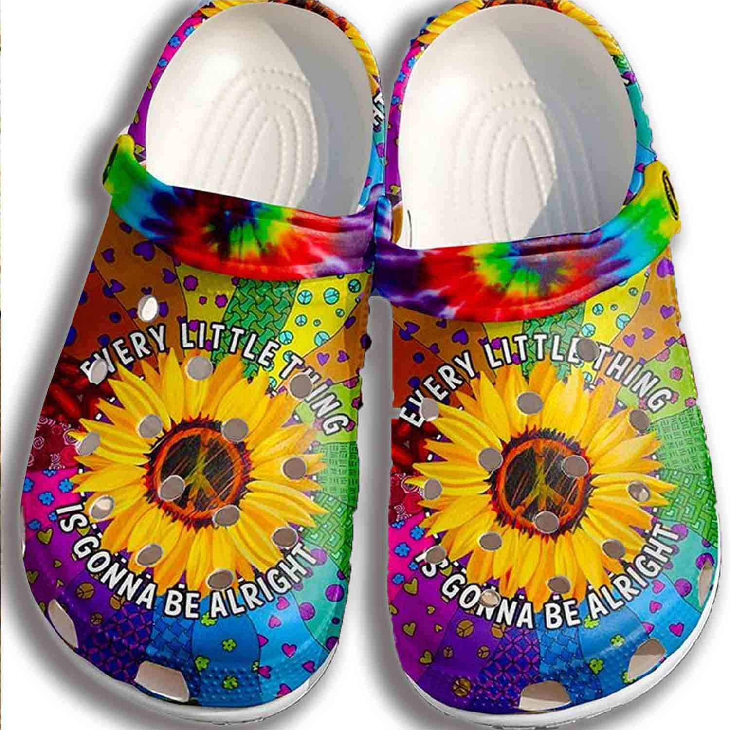 Hippie Gonna Be Alright Croc Crocs Shoes Men Women - Sunflower Crocs Shoes Crocbland Clog Gifts For Son Daughter