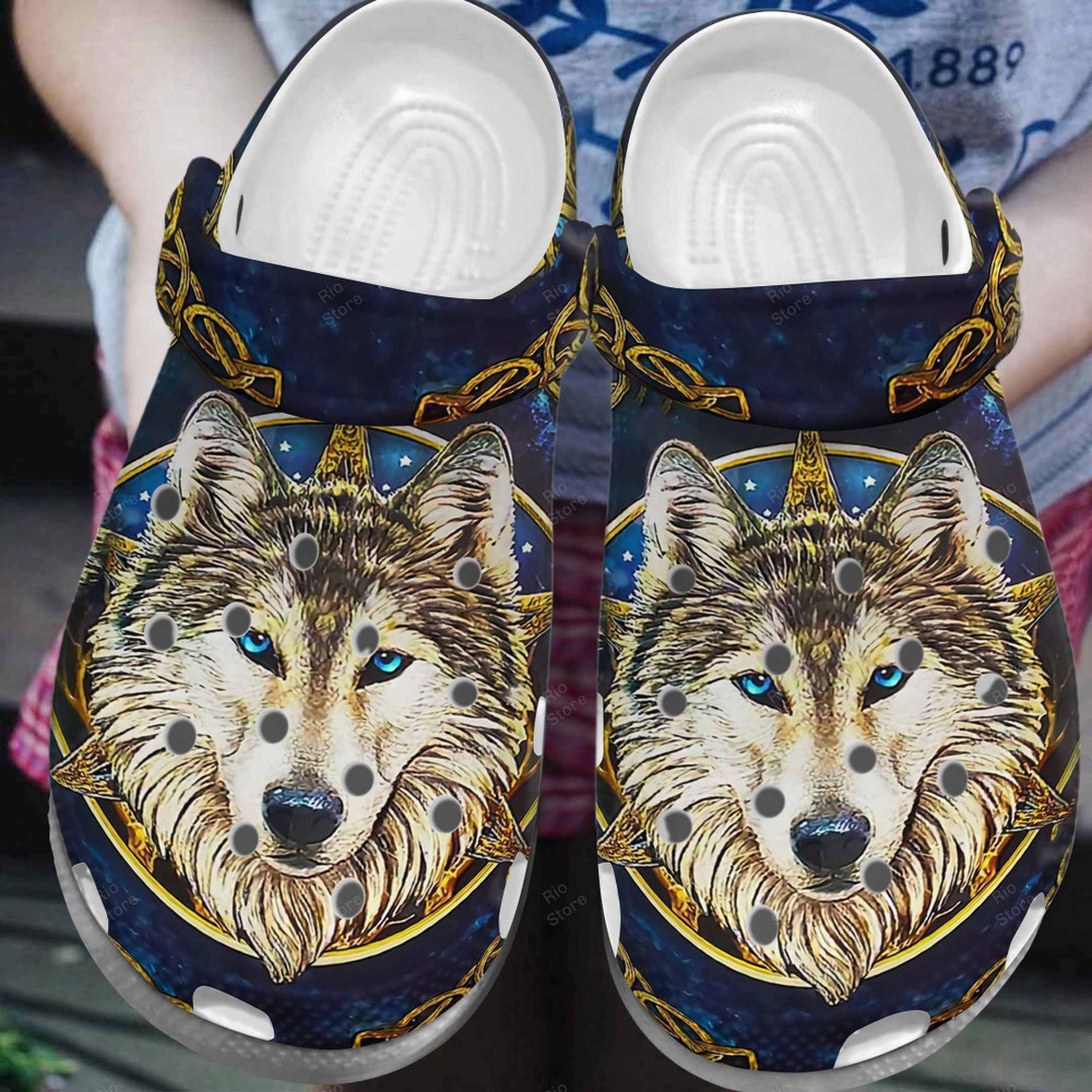 Ancient Royal Golden Wolf Classic A124 Gift For Lover Rubber clog Crocs Shoes