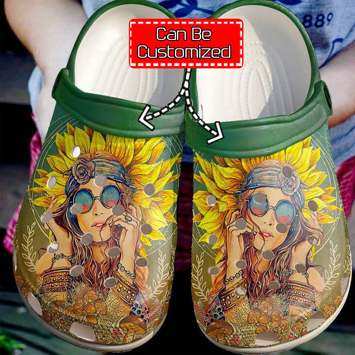 Hippie - Hippie Sunflower Girl clog Crocs Shoes For Men And Women