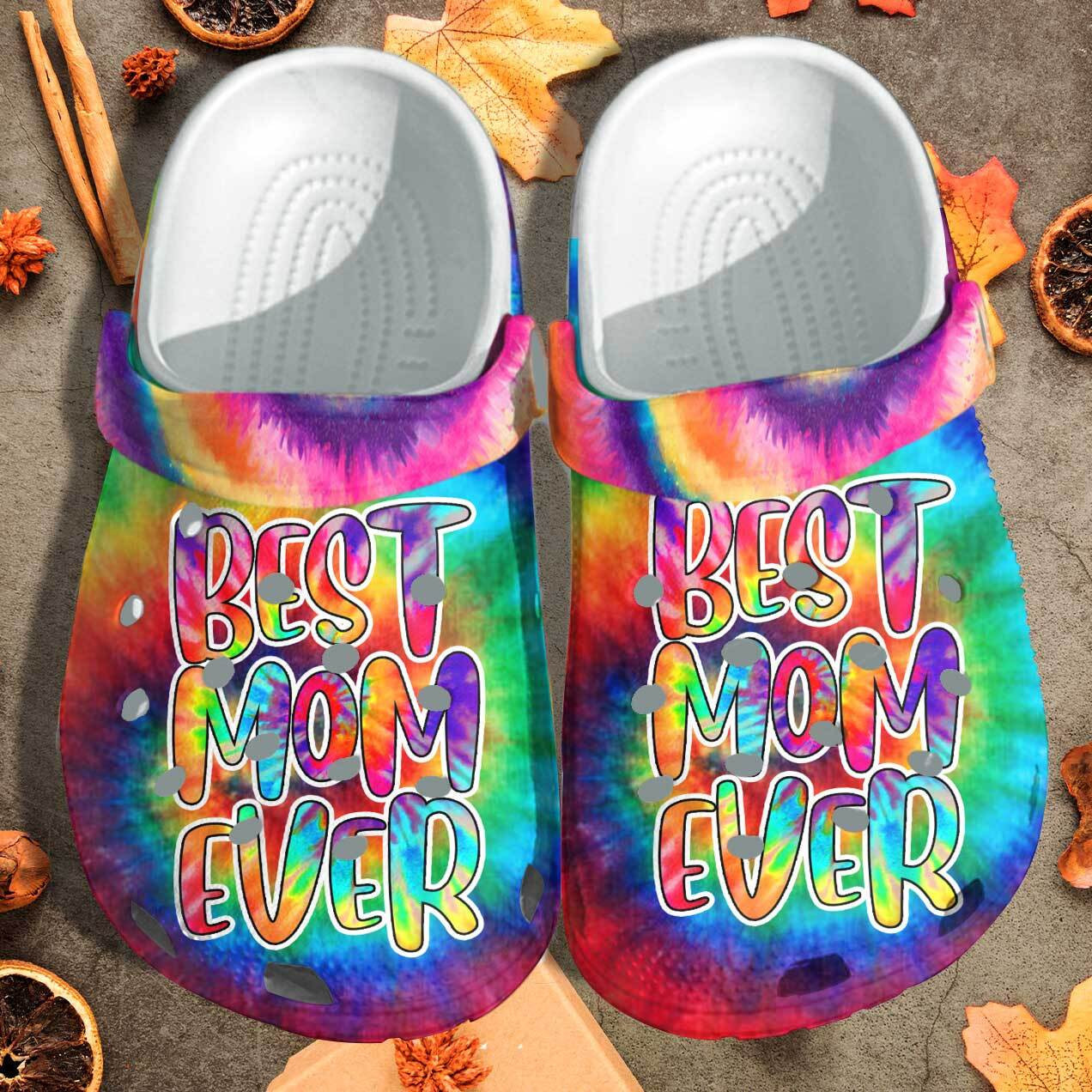 Funny Best Mom Ever Hippie Custom Crocs Clog Shoes - Tie Dye Style Outdoor Crocs Clog Shoes Birthday Gift For Mother
