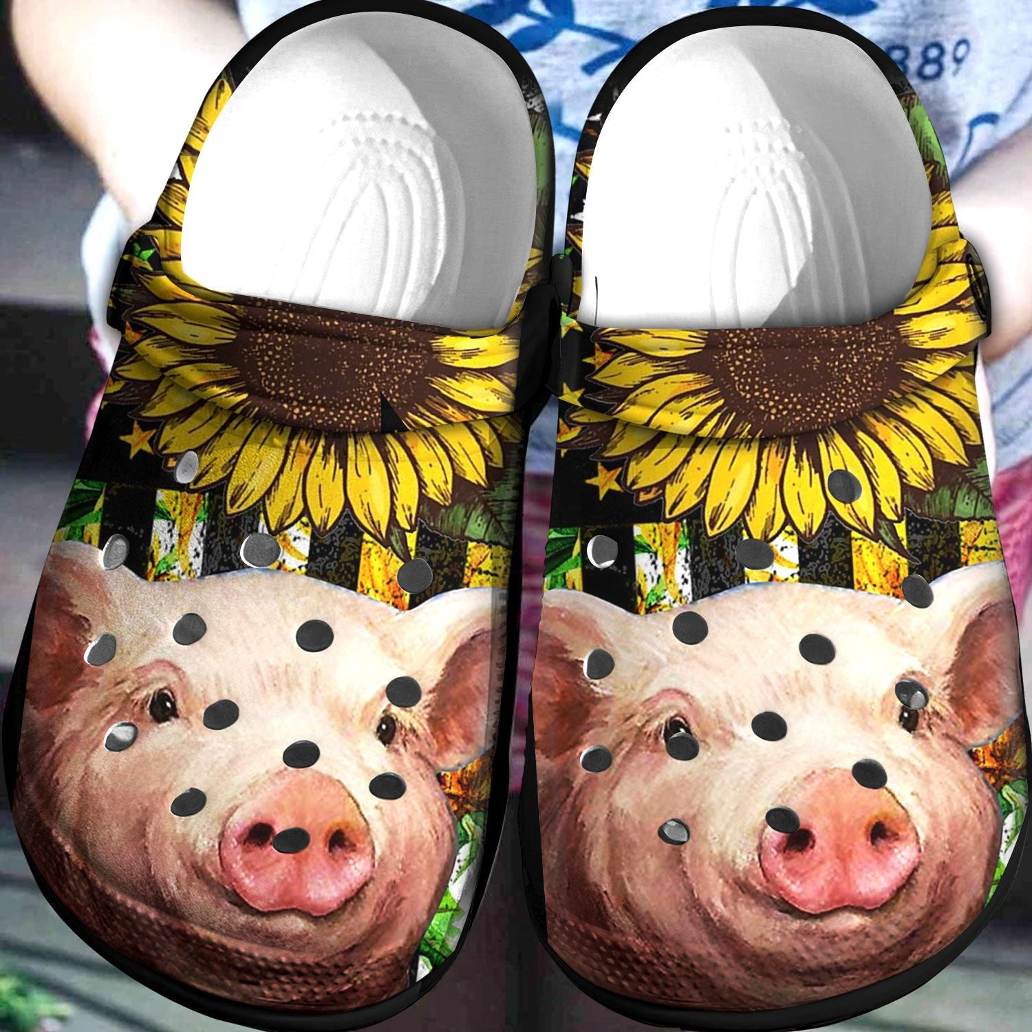 Girl Love Pig Sunflower Crocs Clog Shoes - Pig Custom Shoe Gifts For Women