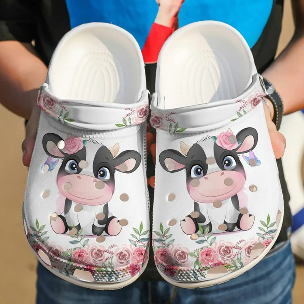 Lovely Cow Floral 102 Gift For Lover Rubber clog Crocs Shoes