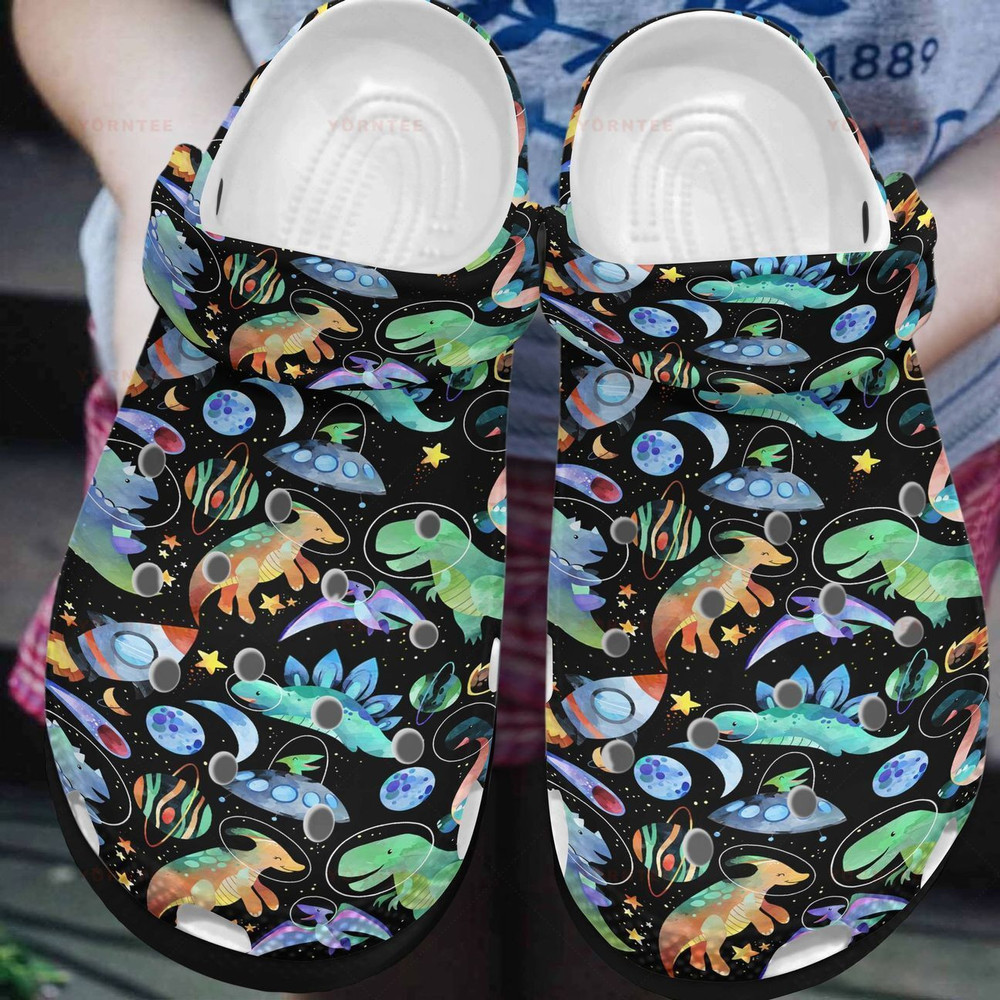 Colorful Space Dinosaur Ocean Gift For Lover Rubber clog Crocs Shoes