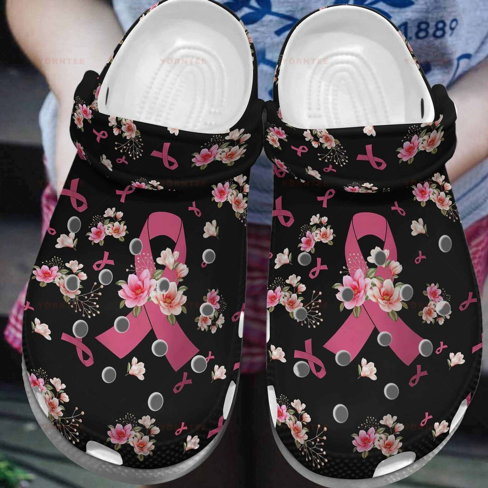 Breast Cancer Pink Ribbon Gift For Lover Rubber clog Crocs Shoes