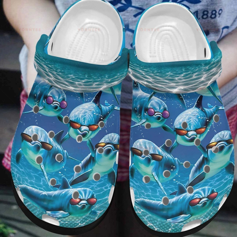 Dolphin Sun Glasses Gift For Lover Rubber clog Crocs Shoes