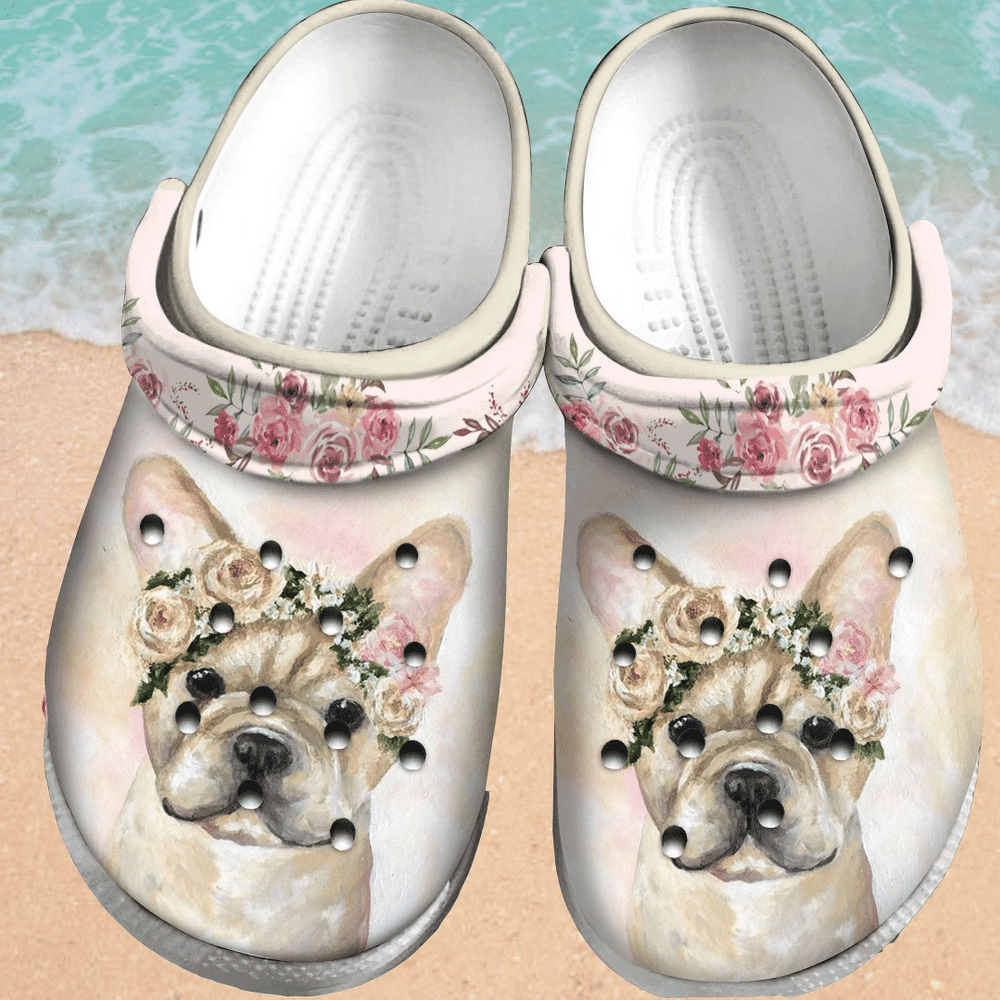 Bulldog Flower Rubber clog Crocs Shoes