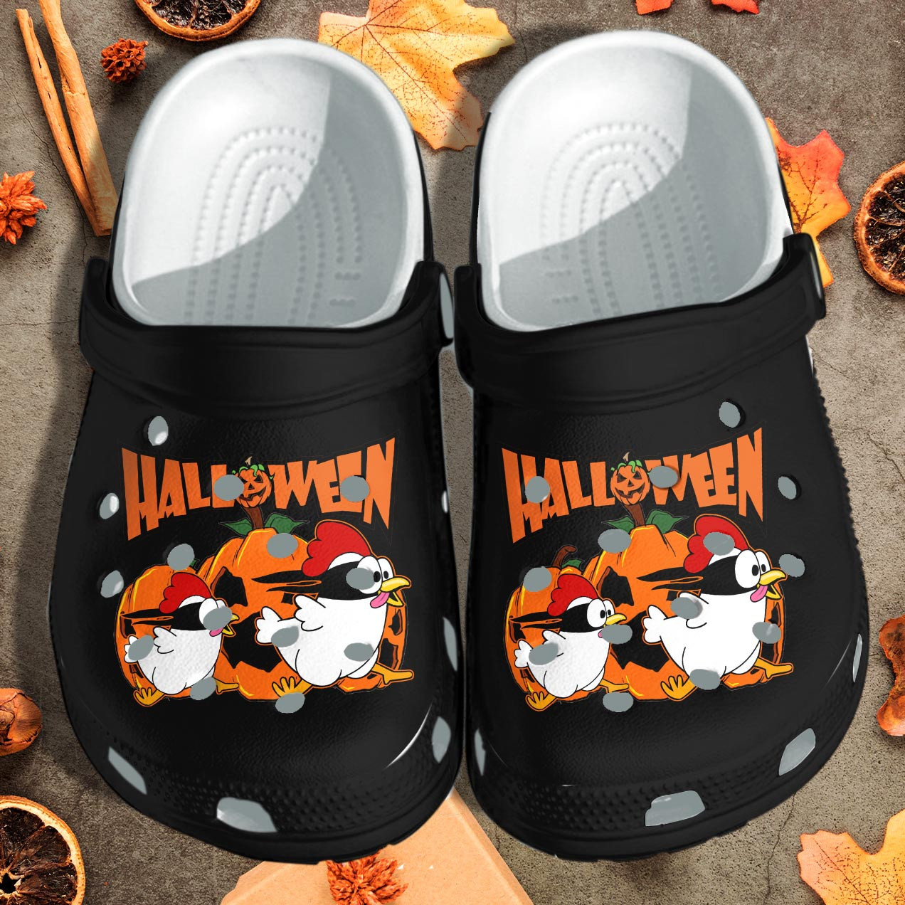 Happy Little Chickens Custom Crocs Clog Shoes - Halloween Pumpkin Outdoor Shoe Birthday Gift For Son Daughter