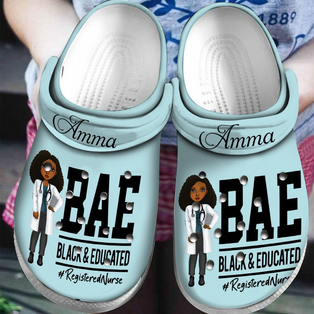 Bae Black Educated Register Nurse Rubber clog Crocs Shoes