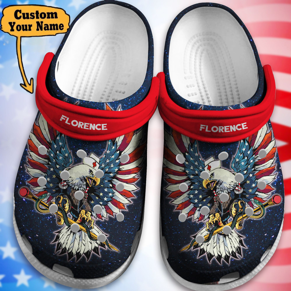 Nurse - American Eagle Caduceus Nurse Clogs Crocs Shoes For Men And Women
