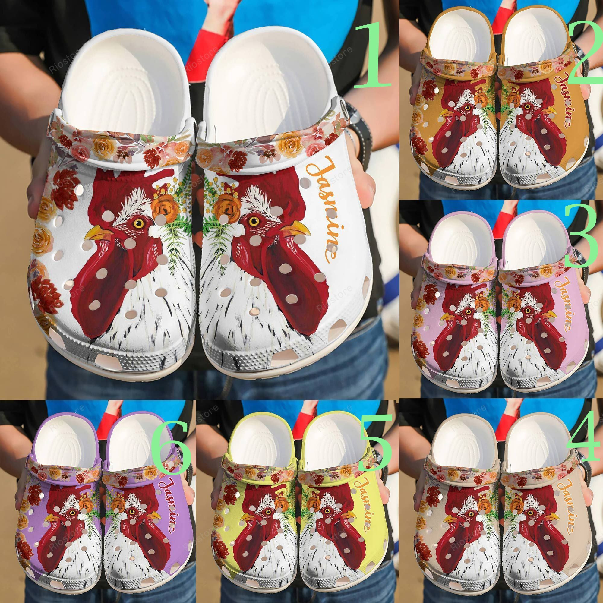 Chicken Clog Personalized Floral Crocs Shoes Crocbland Clog Gifts For Mom Daughter