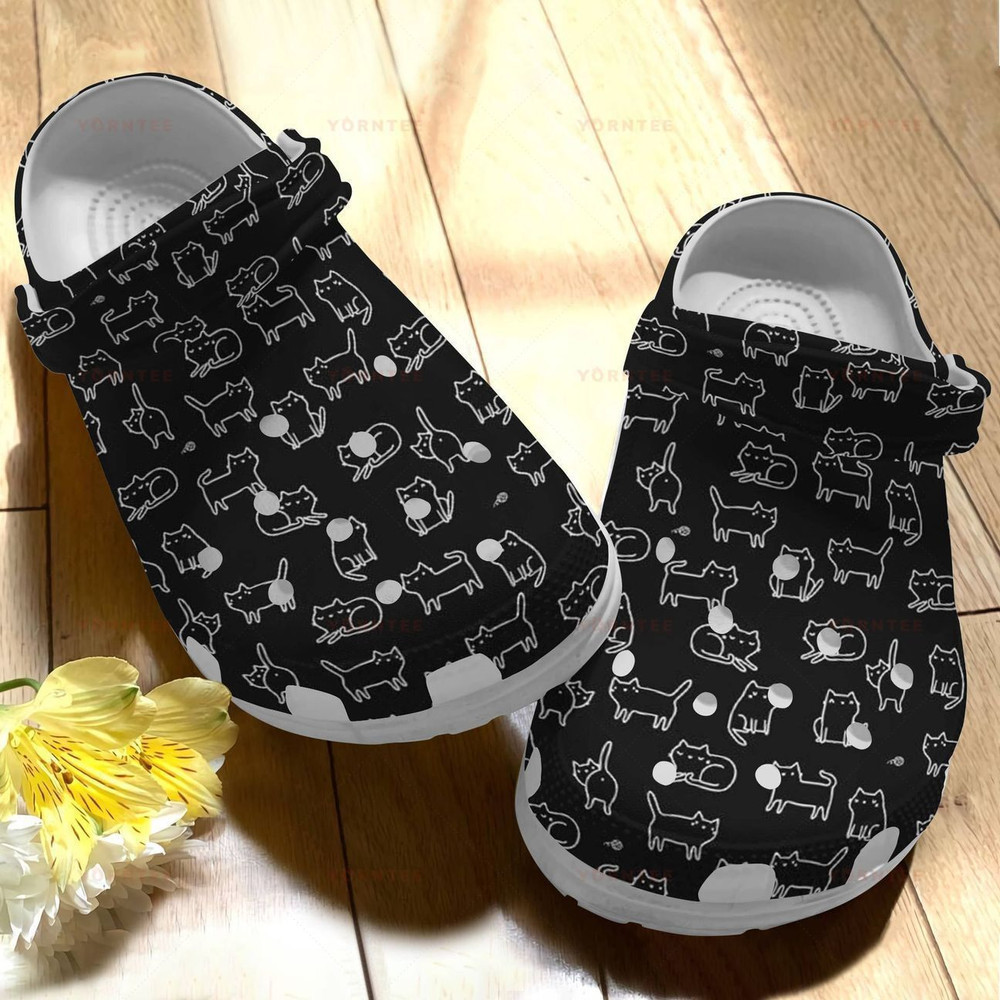 Black Cat 10 Gift For Lover Rubber clog Crocs Shoes