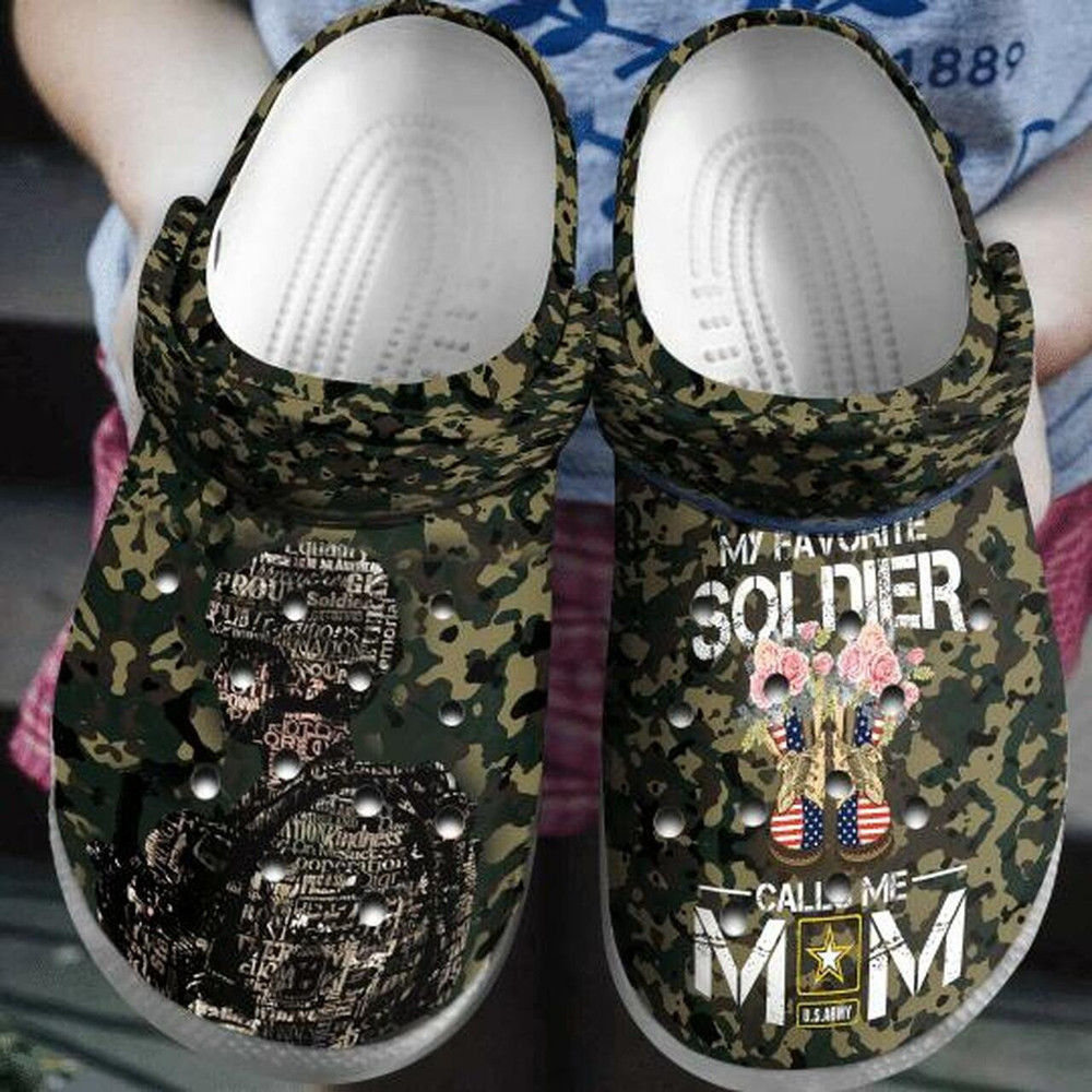 Army Camo My Favorite Soldier Call Me Mom Comfortable Classic Water Rubber clog Crocs Shoes