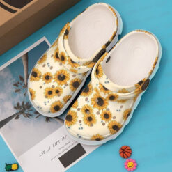 Hippie Sunflower Pattern Rubber clog Crocs Shoes