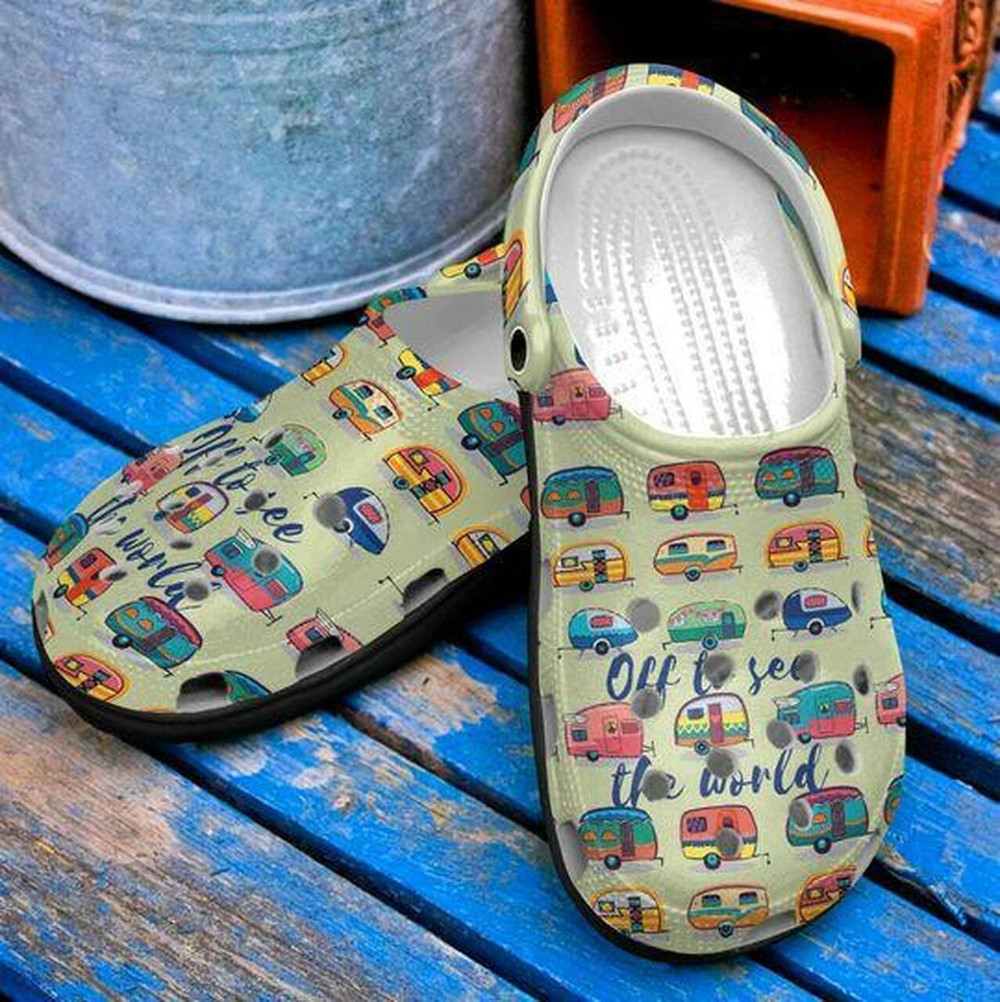 Colorful Camper Van Camping 3 Personalized Gift For Lover Rubber clog Crocs Shoes