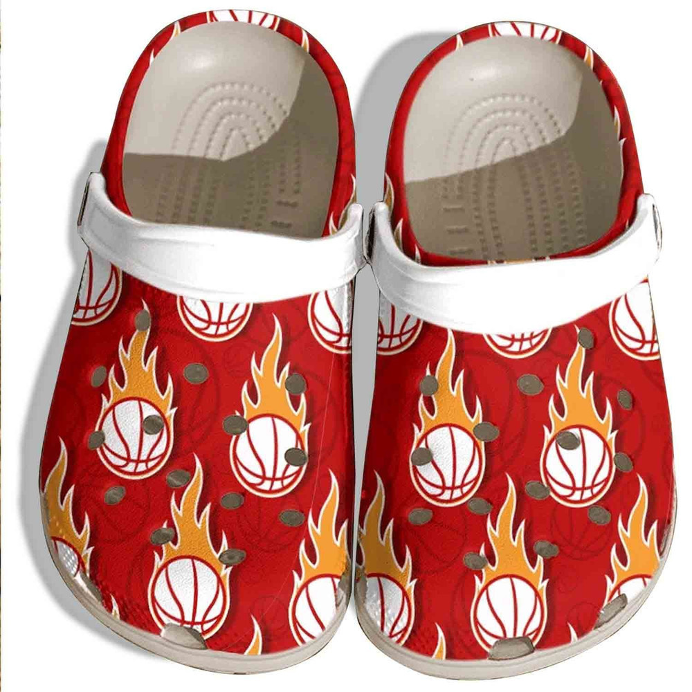 Flaming Baseball Ball Gift For Lover Rubber clog Crocs Shoes