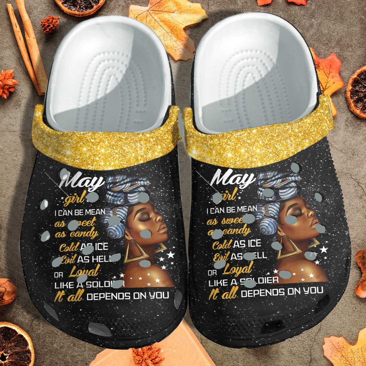May Girl Black Queen Custom Crocs Clog Shoes - Evil Loyal Outdoor Crocs Clog Shoes Birthday Gift For Women Girl Daughter