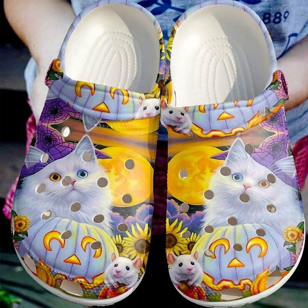 Cat Halloween Sun 102 Gift For Lover Rubber clog Crocs Shoes