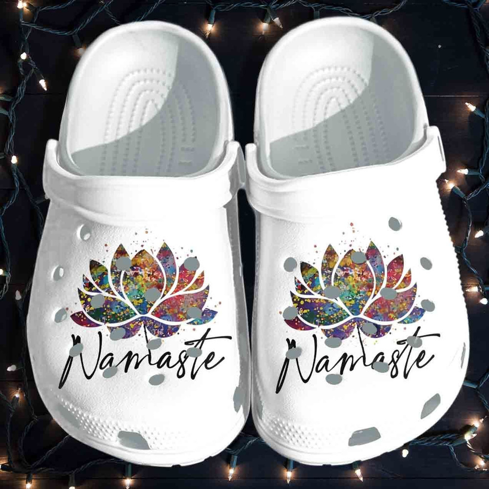 Namaste Lotus Yoga Love Light And Peace Gift For Lover Rubber clog Crocs Shoes