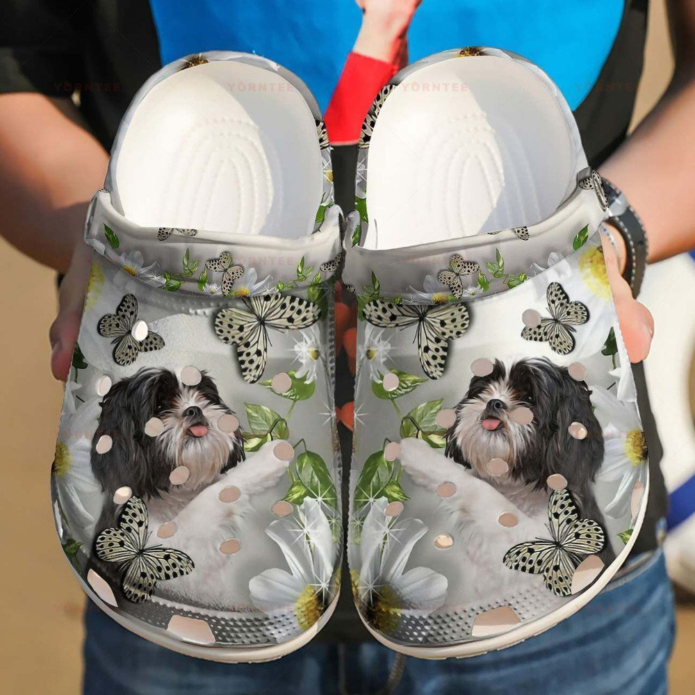 Custom Name Shih Tzu Daisy Gift For Lover Rubber clog Crocs Shoes