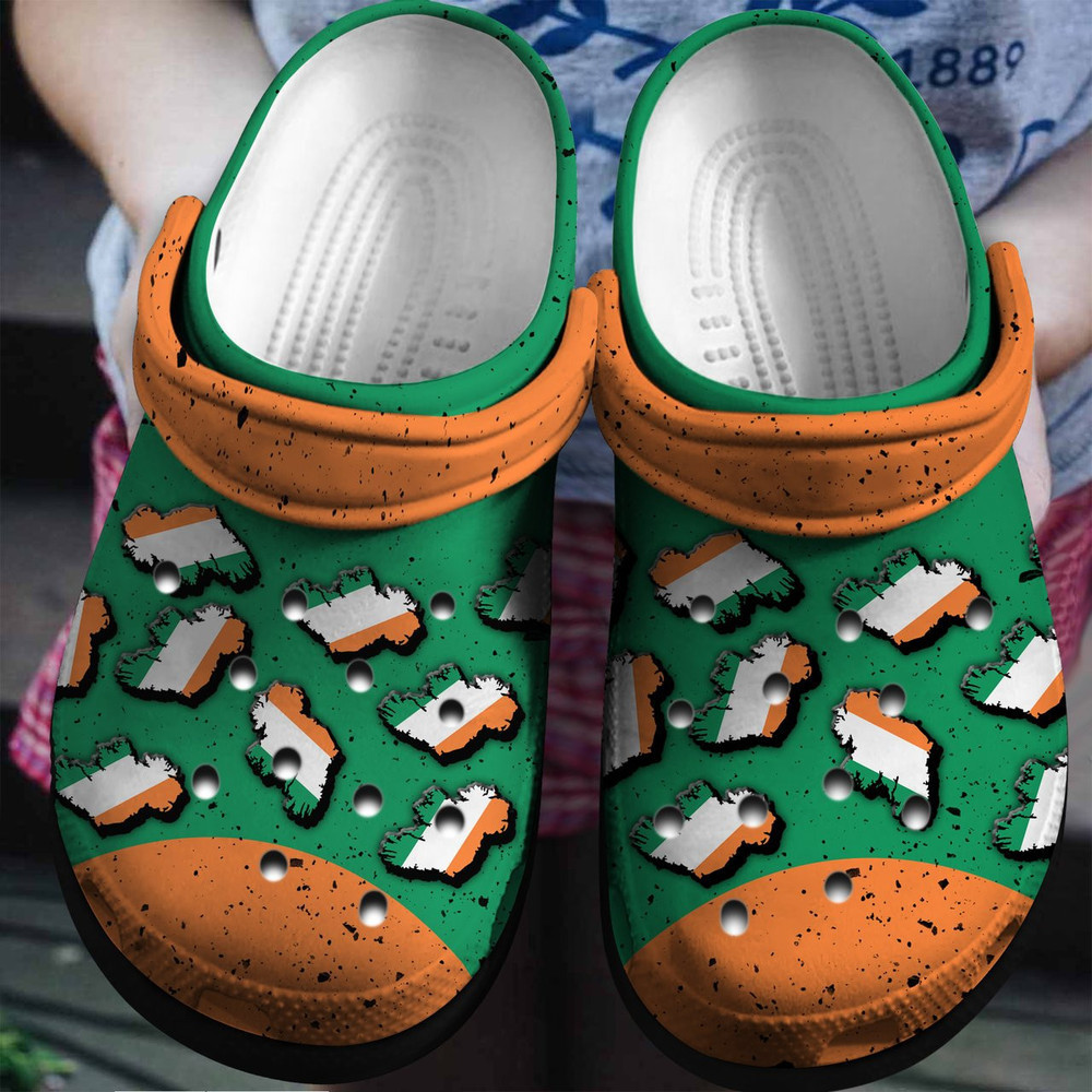 Ireland Flag In Map For Men And Women Gift For Fan Classic Water Rubber clog Crocs Shoes