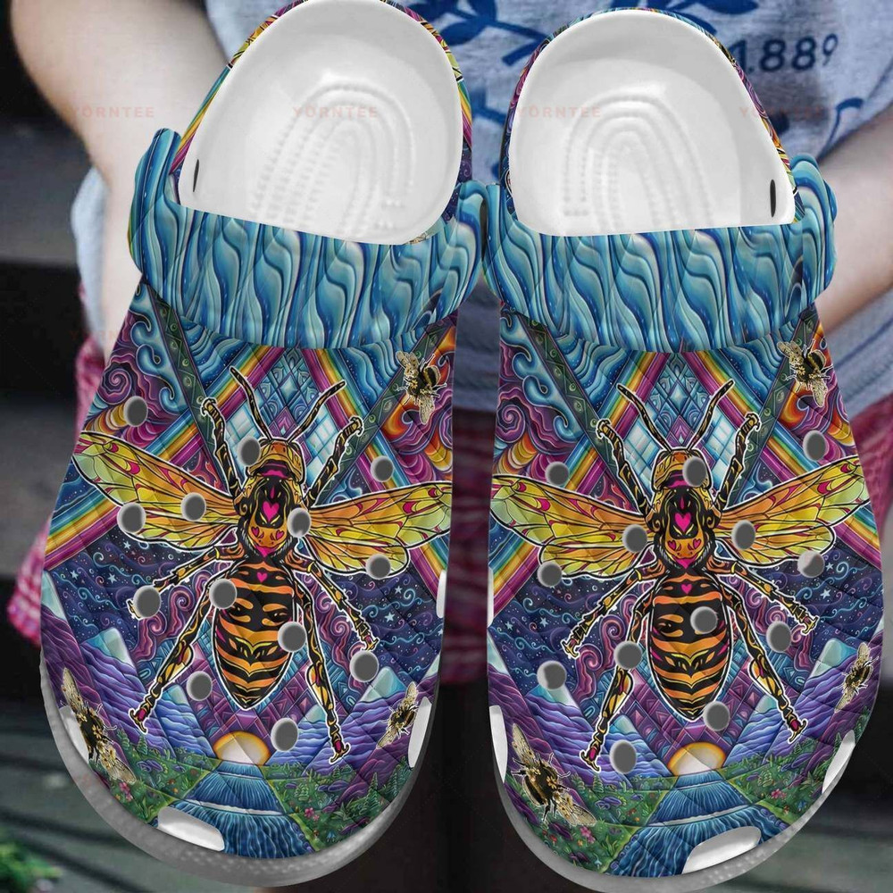 Colorful Bee 12 Gift For Lover Rubber clog Crocs Shoes