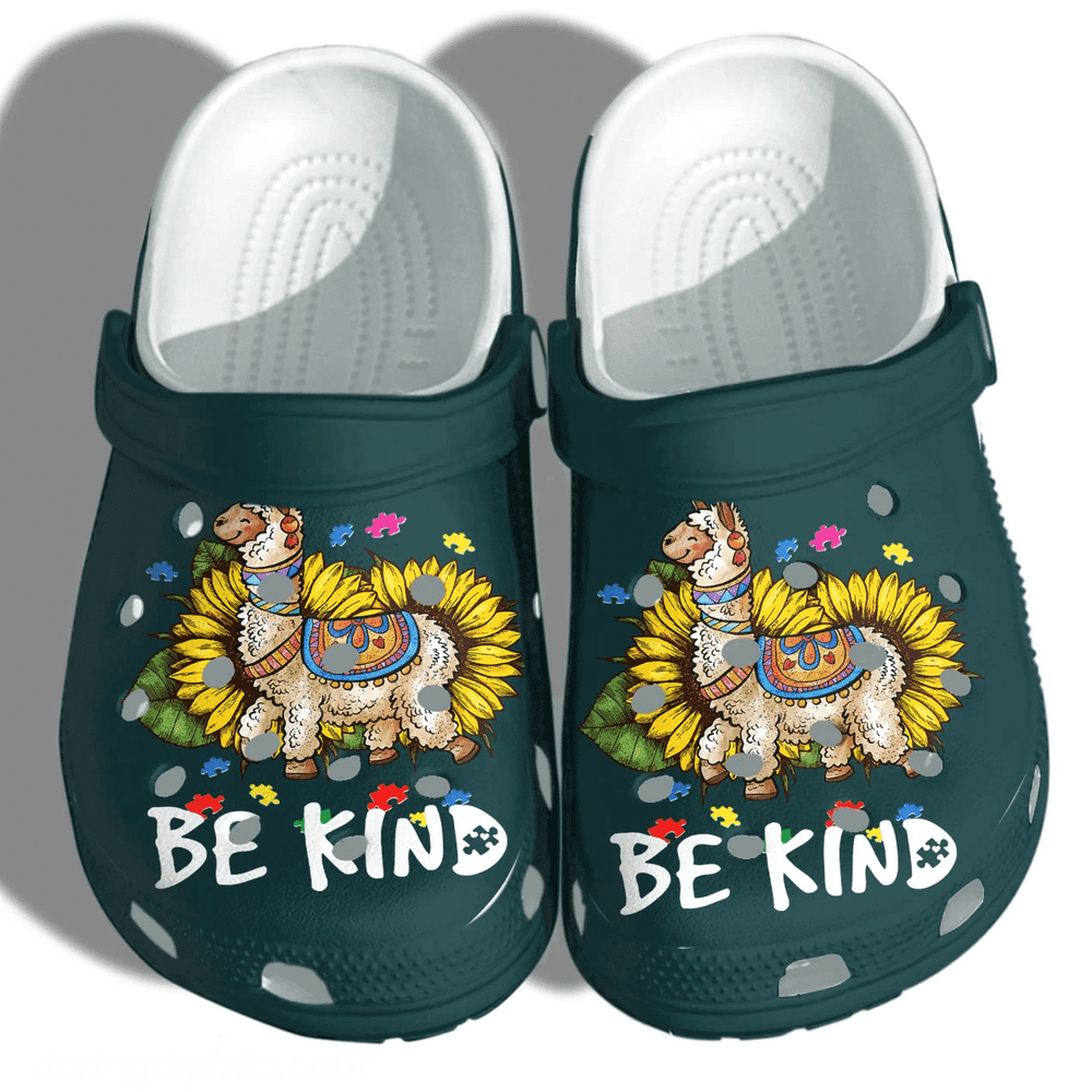 Llama Sunflower Be Kind Gift For Lover Rubber clog Crocs Shoes