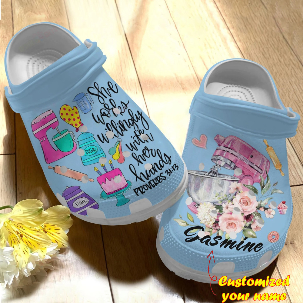 Baking - Personalized Baking She Works Willingly Clog Crocs Shoes For Men And Women