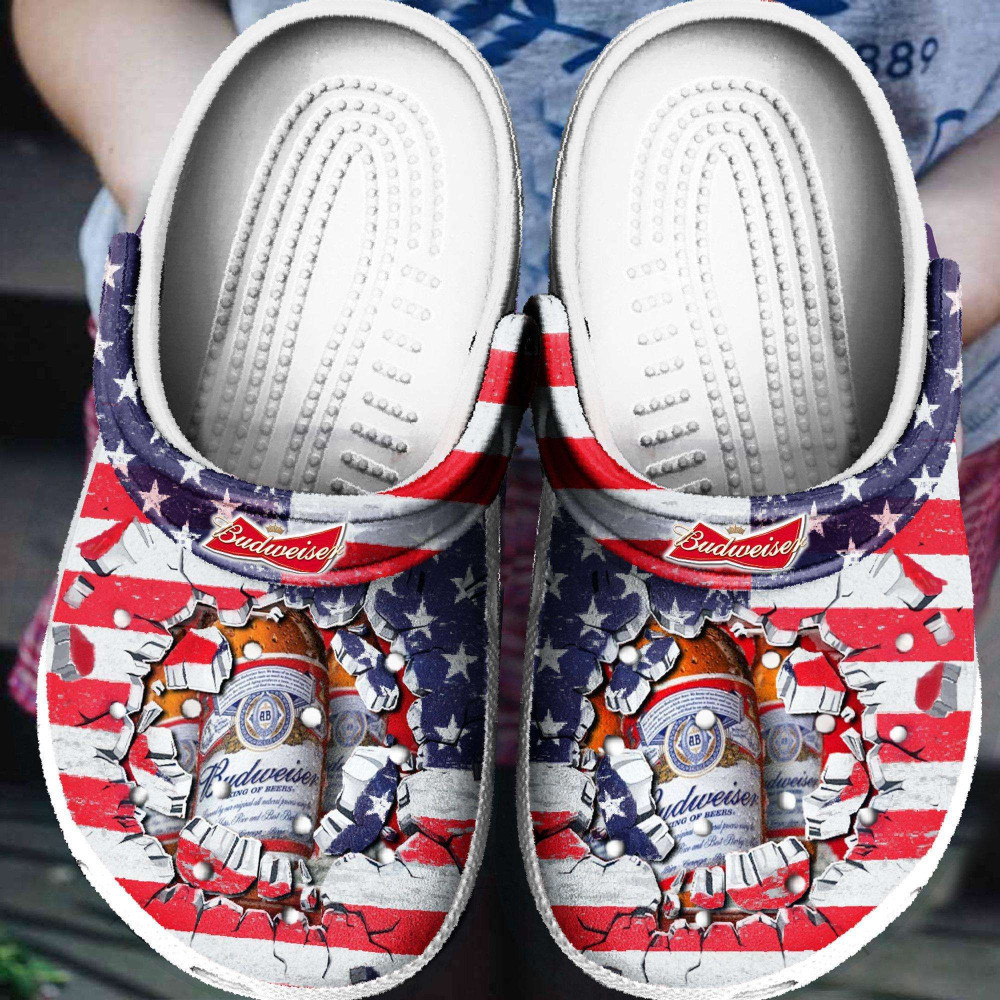 American Flag And Budweiser Rubber clog Crocs Shoes