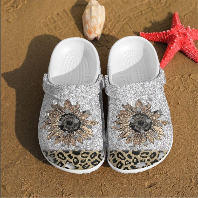 Cheetah Flower Bling Bling Rubber clog Crocs Shoes