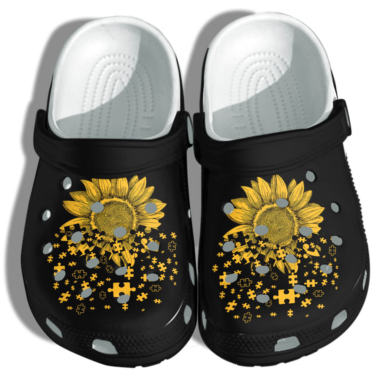 Autism Awareness Sunflower Puzzle Outdoor Crocs Clog Shoes Gifts Kids Daughter Girls Mothers Day 2022