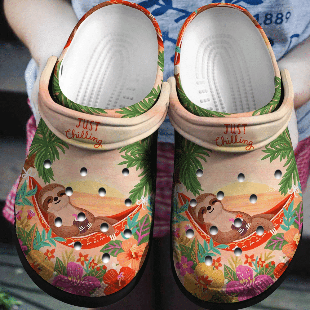 Just Chilling Sloth Summer Time Gift For Lover Rubber clog Crocs Shoes