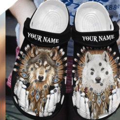 Custom Name Wolf Bohemian Rubber clog Crocs Shoes