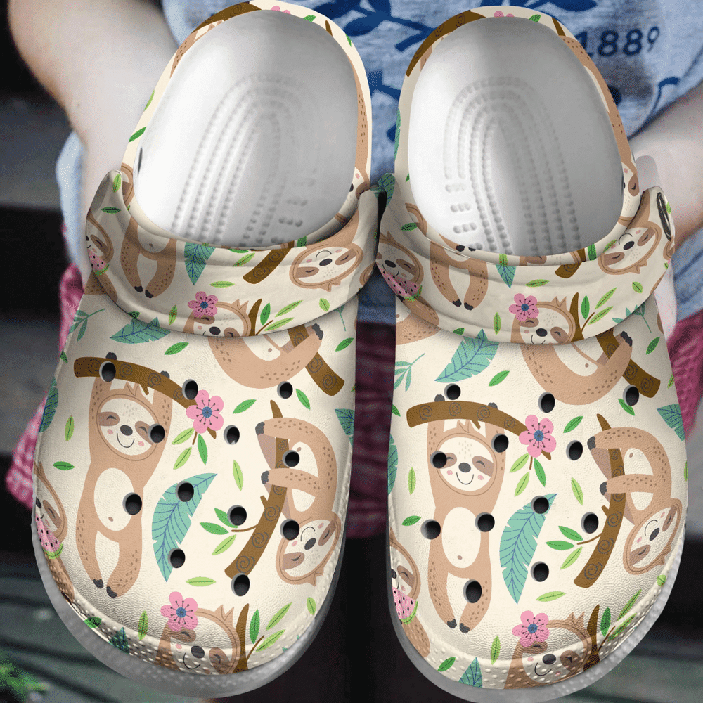 Baby Cute Sloth Funny Animal Gift For Lover Rubber clog Crocs Shoes