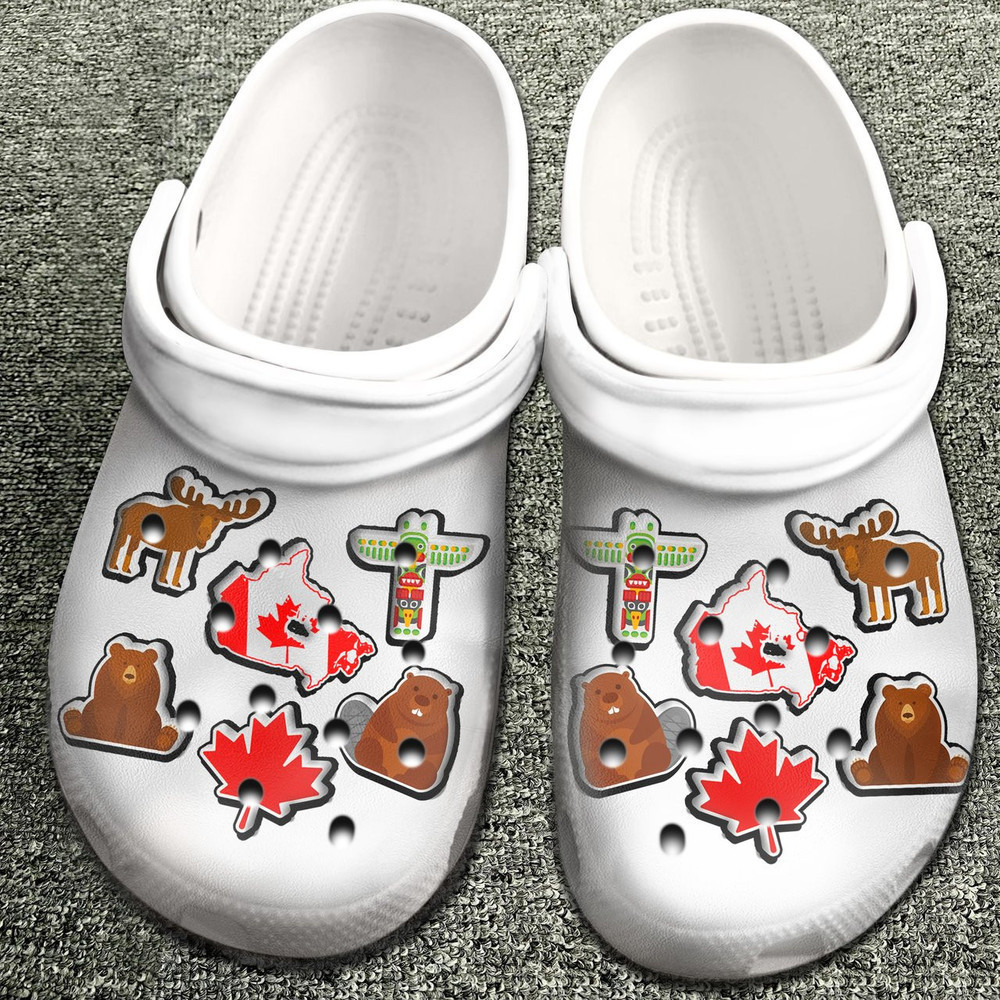 Canada With Symbols For Men And Women Gift For Fan Classic Water Rubber clog Crocs Shoes