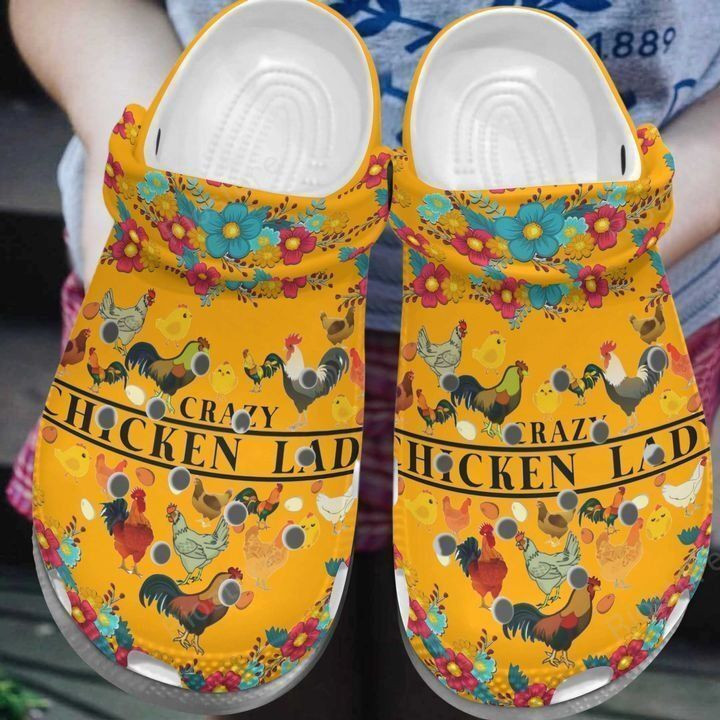 Crazy Chicken Lady Gift For Lover Rubber clog Crocs Shoes