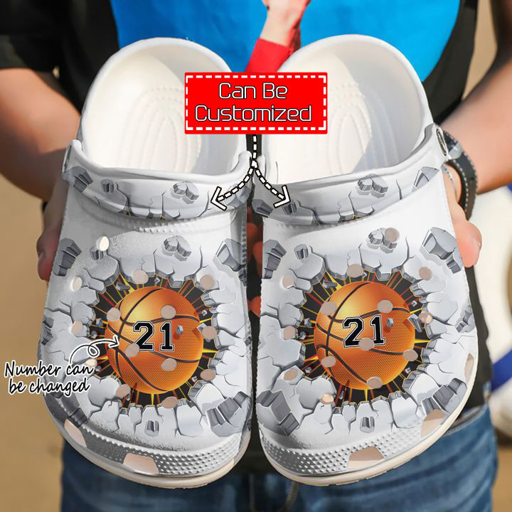 Basketball - Basketball Crack Custom Name Number Clog Crocs Shoes For Men And Women