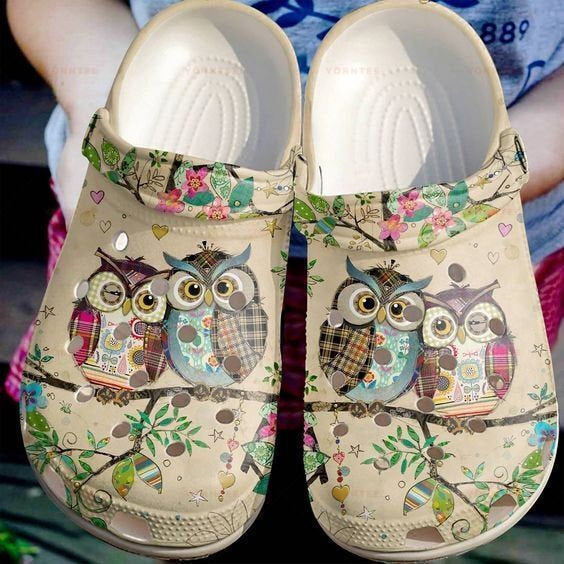 Couple Owls Tropical Gift For Lover Rubber clog Crocs Shoes