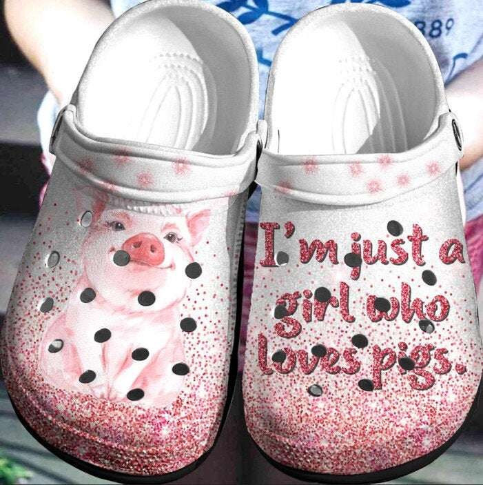 Im Just A Girl Who Loves Pigs For Men And Women Gift For Fan Classic Water Rubber clog Crocs Shoes