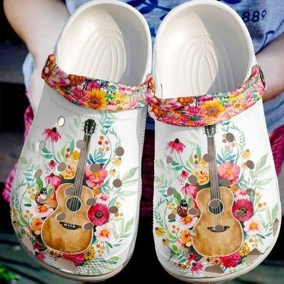 Guitar Flower Rubber clog Crocs Shoes