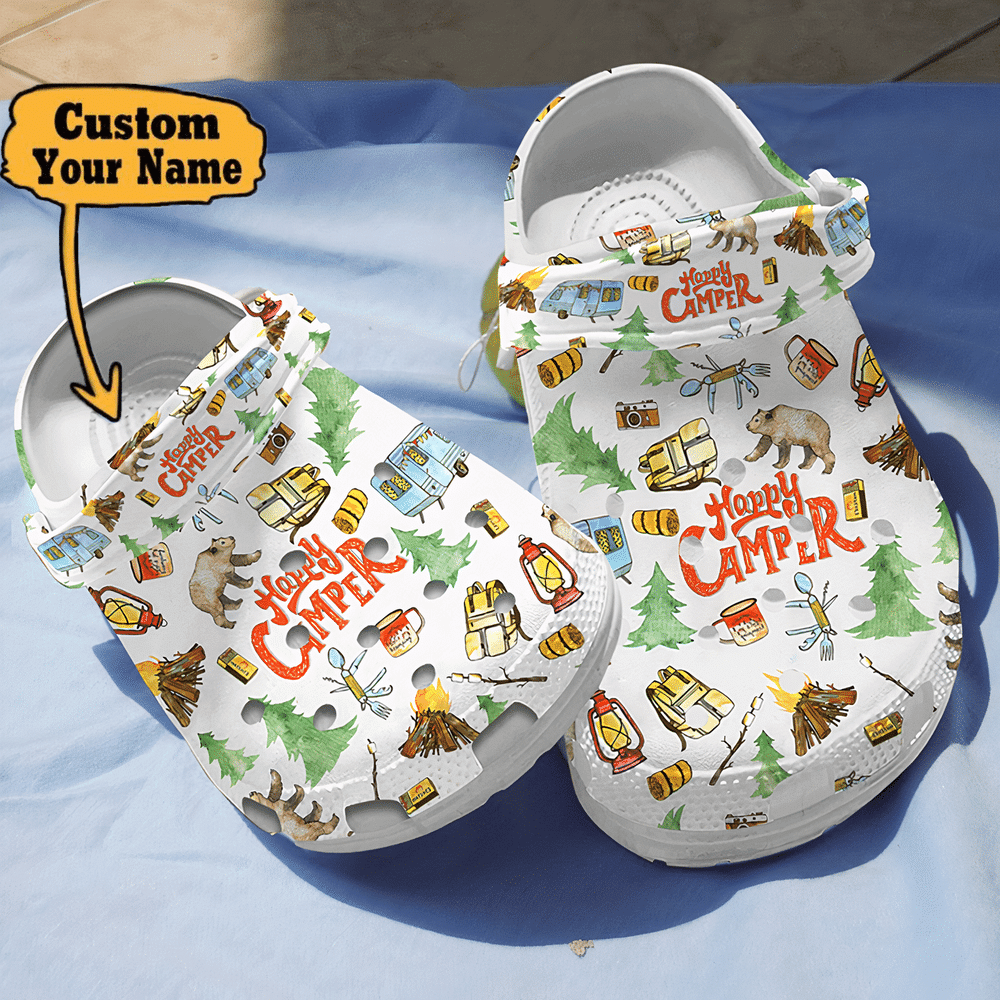 Camping - Personalized Happy Camper Crocs Clog Shoes For Men And Women