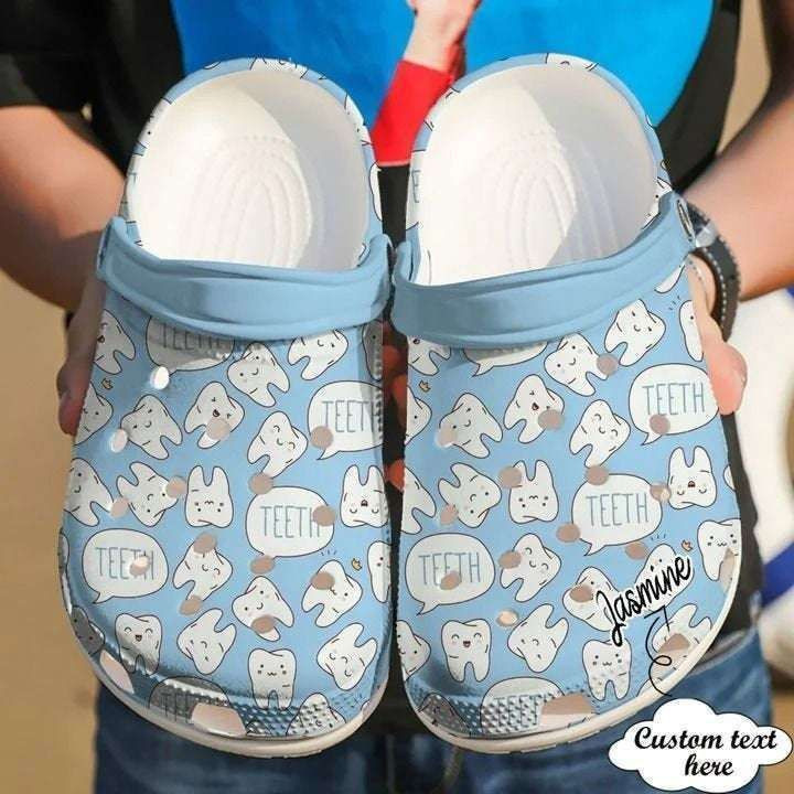 Dentist Personalized Happy Teeth Rubber clog Crocs Shoes