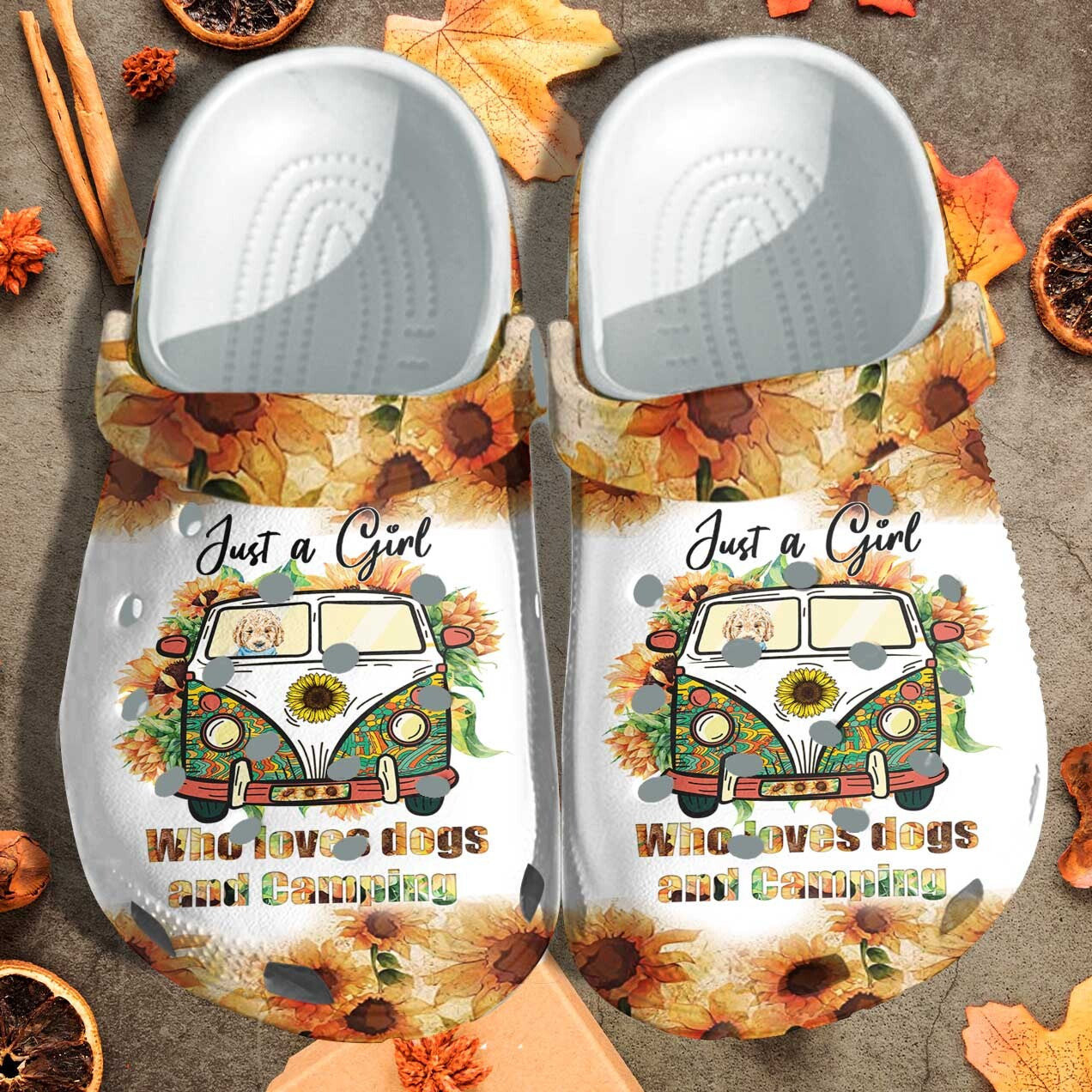 Camping Just A Girl Love Dog Camping Crocs Shoes clog Sunflower Be Kind Gifts For Girl Daughter