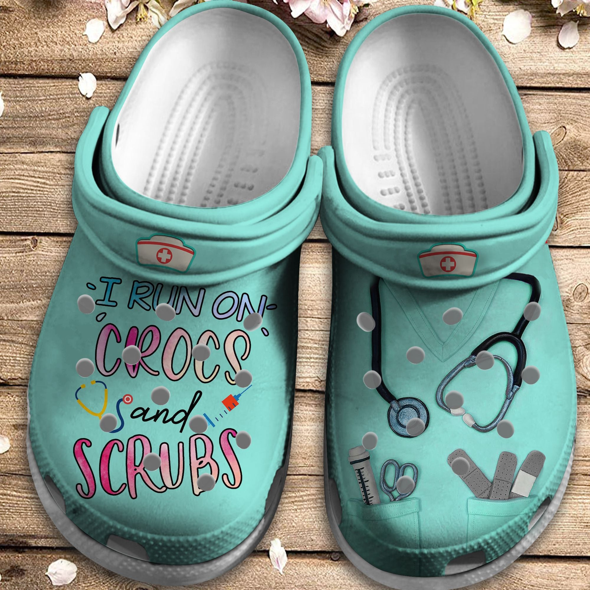 I Run On And Scrubs Custom Crocs Clog Shoes - Nurse Life Outdoor Crocs Clog Shoes Birthday Gift For Men Women Boy Girl