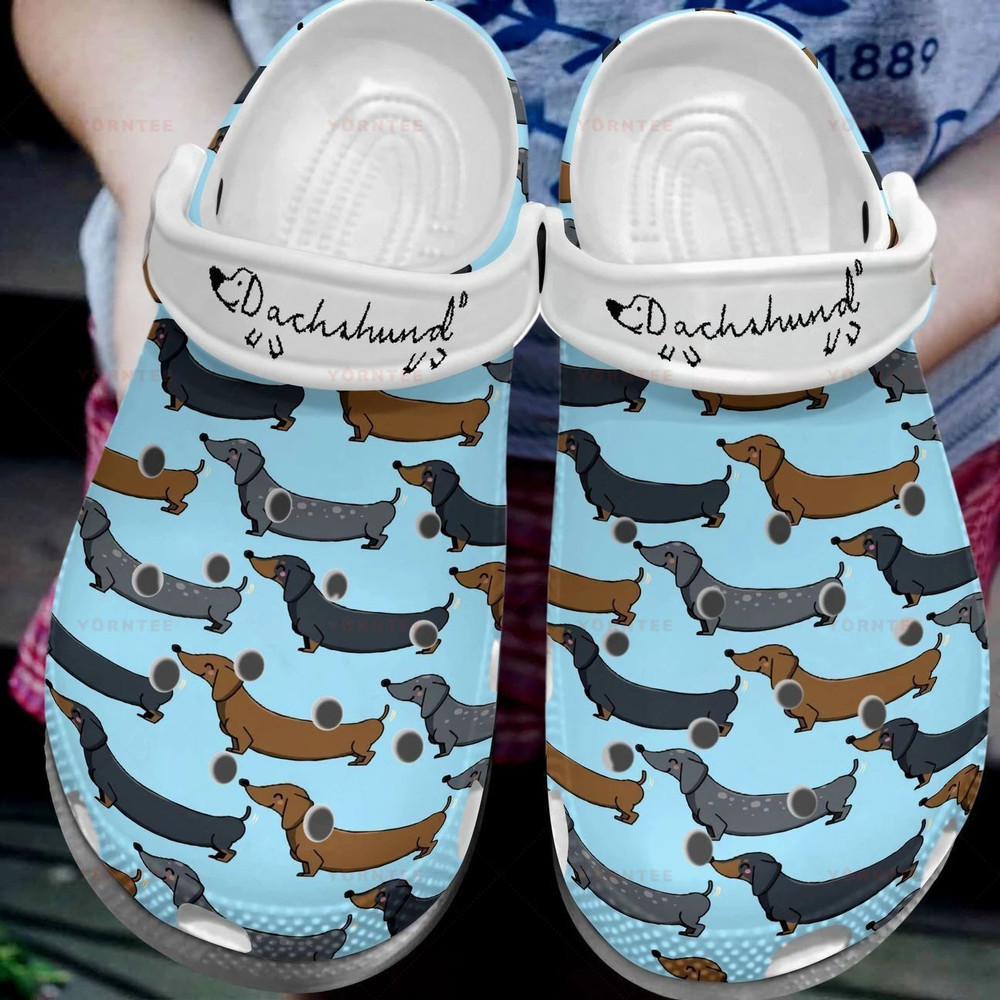 Colors My Love Dachshund Blue Gift For Lover Rubber clog Crocs Shoes